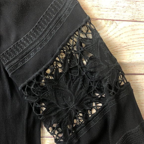 Astr Black Blouse with Lace Sleeves - Picture 4 of 7